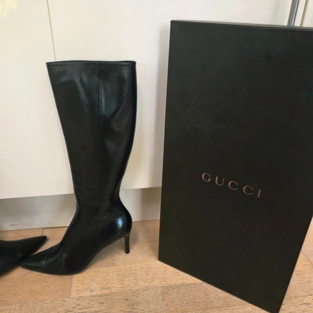Gucci Black Leather Heeled Boots - Picture 7 of 9